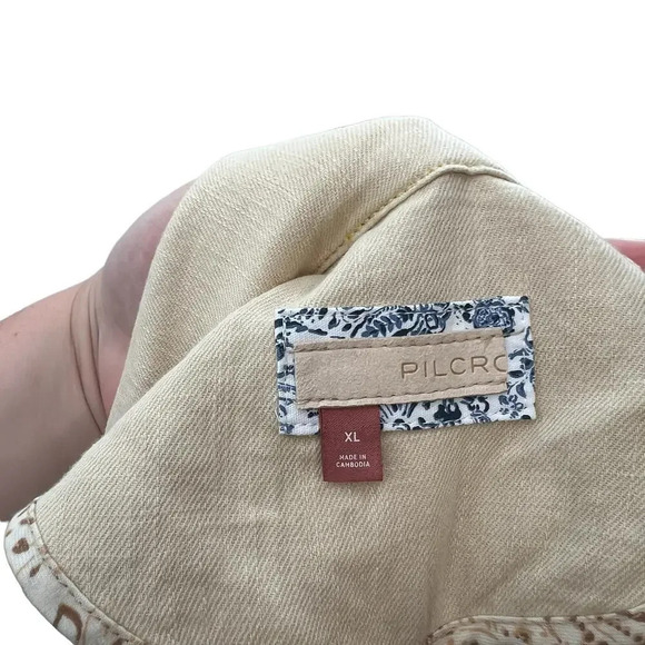 Anthropologie Pilcro Summer Blazer Jacket Linen Cotton Taupe Tan Cream Size XL - Picture 12 of 14